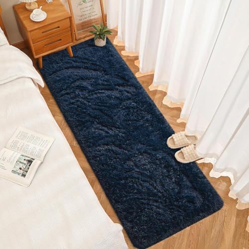 Image of 2x4 feet Soft Runner Rug for Living Room and Bedroom, Modern Indoor Floor Carpet with Non-Slip Backing, Comfortable Decorative Home Decor Rug, Easy Clean & Durable- (Blue, Rectangular)