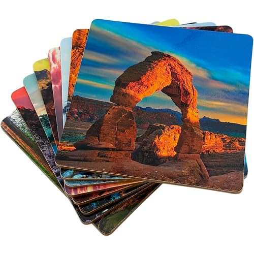 ✅ 10 Best Gifts for National Park Lovers 5 National Parks 8 Piece Coasters for Drinks Home Decor, Coffee Table Decor Drink Coasters, National Park Gifts (8pc National Parks Coasters)
