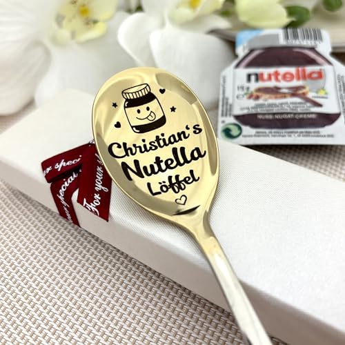 Nutella Portion mit personalisiertem Löffel – Geschenk mit graviertem Namen – Perfekt zum Geburtstag für Schoko-Liebhaber - Nutella Geschenk