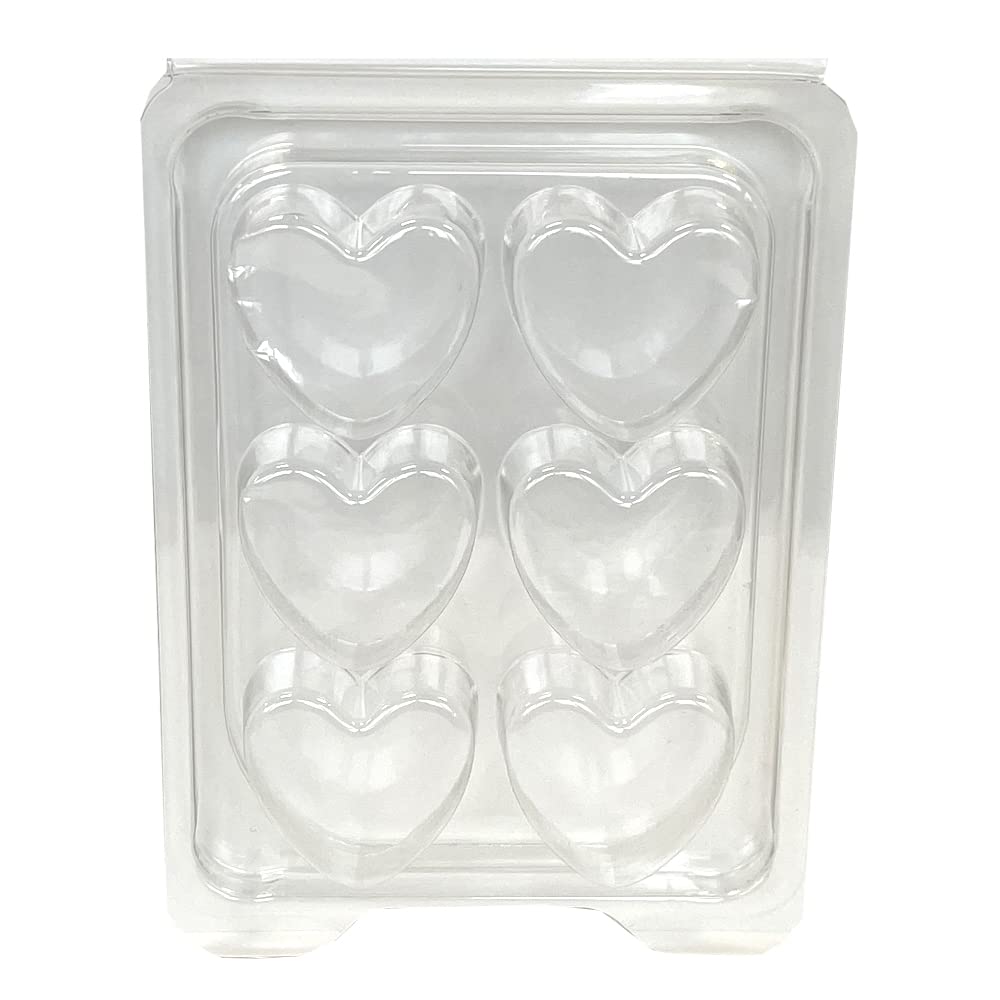 Livemoor Clear Wax Melt Clamshells/Packaging - Packs Of 10 (6 Cavity Plain Heart Clamshell (Lm-009))
