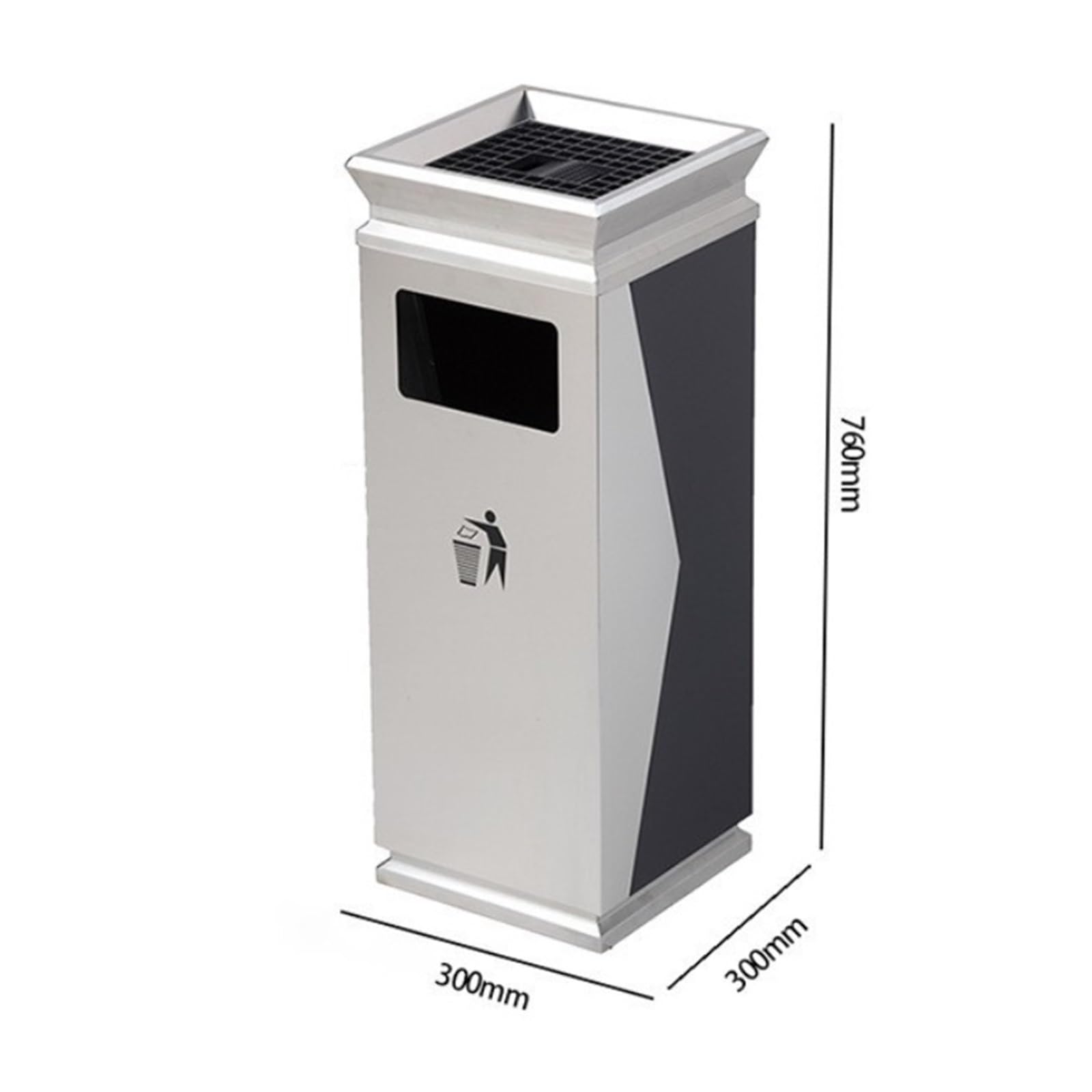 Papelera Oficina Cubos De Basura Cubo De Basura Comercial con Cenicero For Centros Comerciales Y Lugares Públicos Cubo De Basura Vertical Papelera para Comunidad(Blue,Silver)