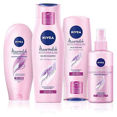 NIVEA Haarpflege Set 4-teiliges Bundle, Haarpflege Set mit Shampoo, Spülung, Pflegespray und Haar Balm, Produktkombination für spürbar gesundes Haar