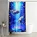 Produktbild Duschvorhang Wasserdicht, Chickwin 3D Delfin Polyester Anti-Schimmel Waschbar Antischimmel Badewanne Shower Curtain mit 12 Ringes- für Badezimmer Vorhänge Decor (Blaue Sterne,90x180cm)
