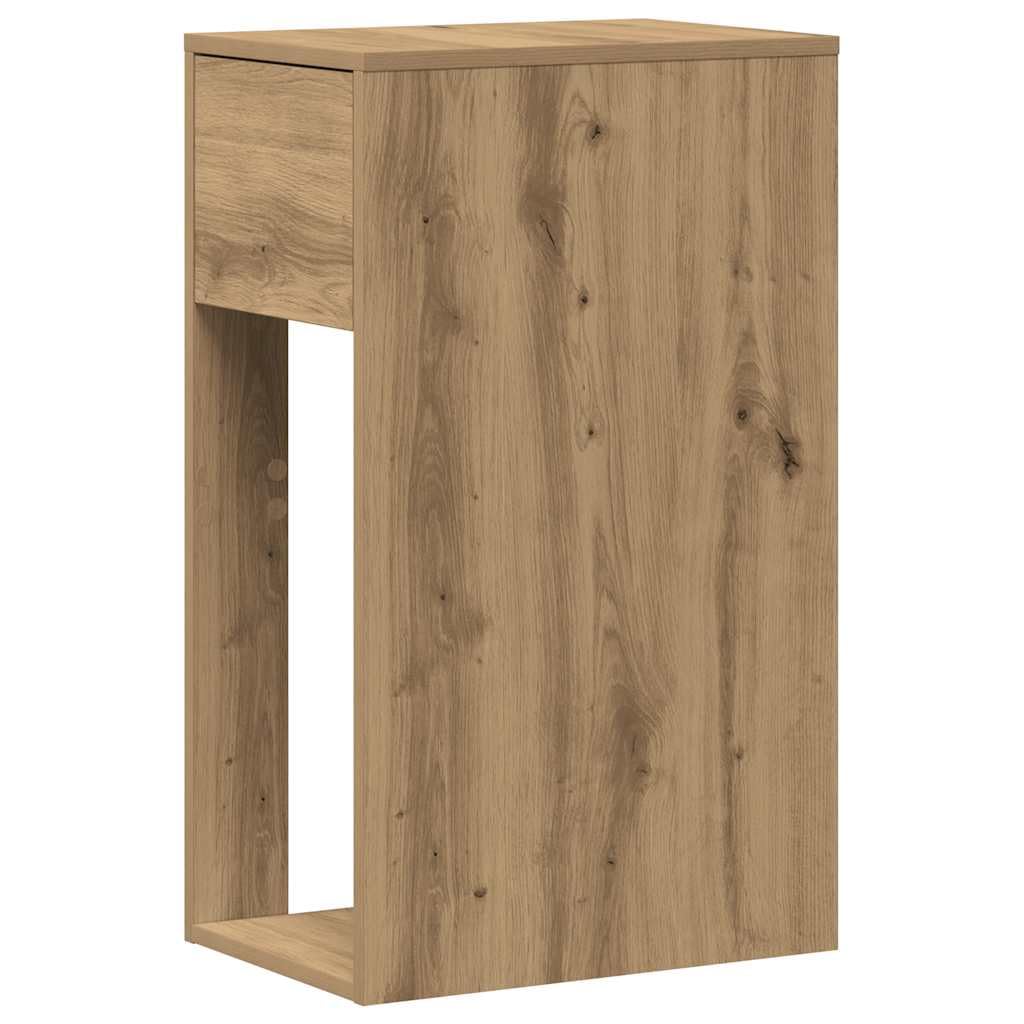 Mobile per computer con cassetto in rovere Artisan, 30 x 44 x 74 cm, spazio per PC e accessori, ufficio, postazione di lavoro, casa, studio