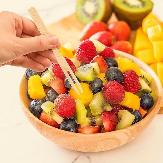 SWASTHA HYGIENE Wooden Fruit Fork Sets | Mini Fork for Snacks | Eco-Friendly Wooden Cutlery | Bamboo Party Forks | Mini Cocktail Picks |Fruit Appetizers Dessert Forks (9 CM, 160) 2