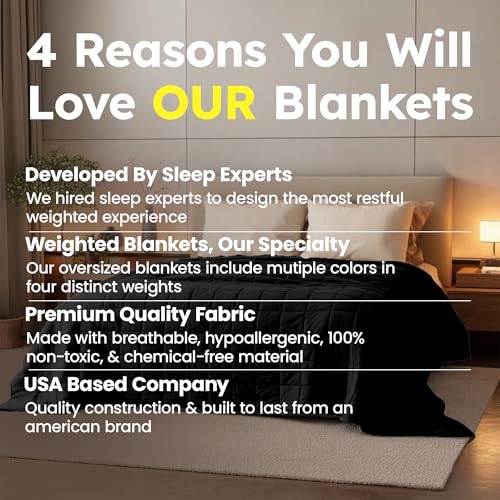 Image of HomeSmart 40 lbs Weighted Blanket King Size, Oversized Heavy Blanket, Fits Standard and California King Beds, Black