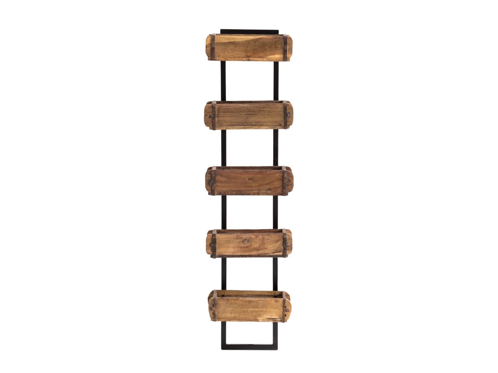 Woodkings Wandregal Ziegelform 5er Altholz Metall Wandderoration Aufbewahrungsbox Backsteinform rustikal mit Metallbeschlägen Holzbox Wandboard Shabby Geschenkidee Regal Gewürzregal