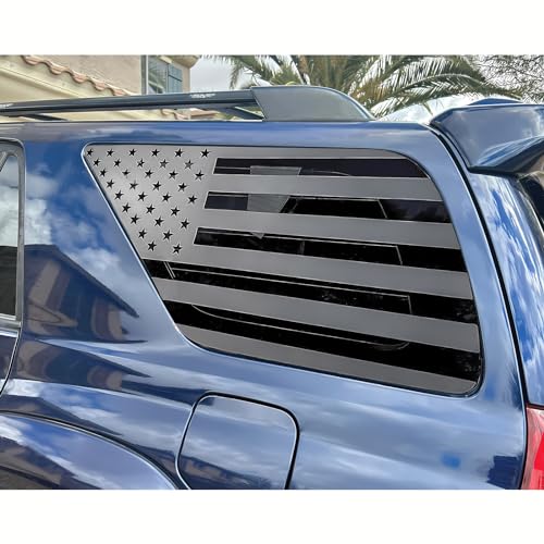 Image of Rear Window Flag Decal Fits Toyota 4Runner 2003-2009 4th Gen Exterior Accessories, Precut Back Side Window Vinyl American Glass USA Sticker (Matte Black)