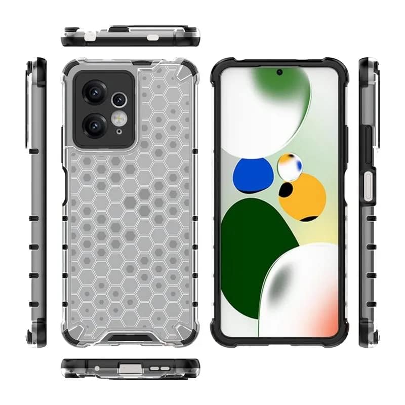 Image of Lustree TPU Honey Comb Armor Shock Proof Back Cover for for REDMI Note 12 4G (Transparent)