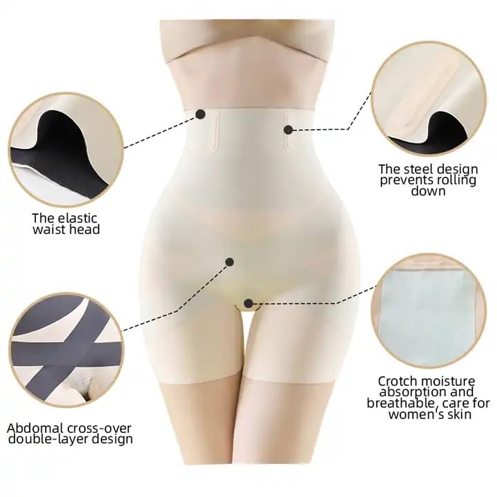 Image of NIRDAMBHAY Tummy Tucker Women's High Waist with Anti Rolling Strips Shapewear for Women, Tummy Shaper Comfortable Seamless Shapewear High Waisted Body Shaper