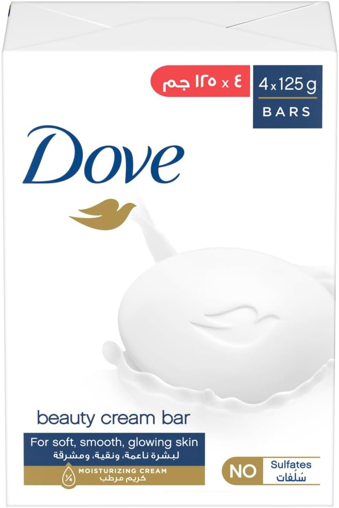 Moisturising Soap Bar Nourishing formula for all skin types, Original, With ¼ moisturising cream, 125g (Pack of 4)
