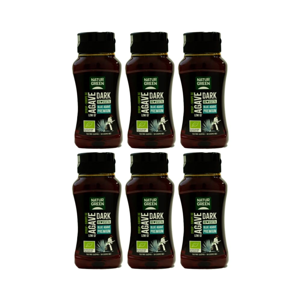 NaturGreen Sirope de Agave Dark BIO Ecológico Bajo Índice Glucémico Pack 6 x 258 ml