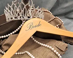 NAHANCO B20017 Bridal Hanger, Natural Wood Hanger with Black Imprint (Bride), 17 (1 Piece)