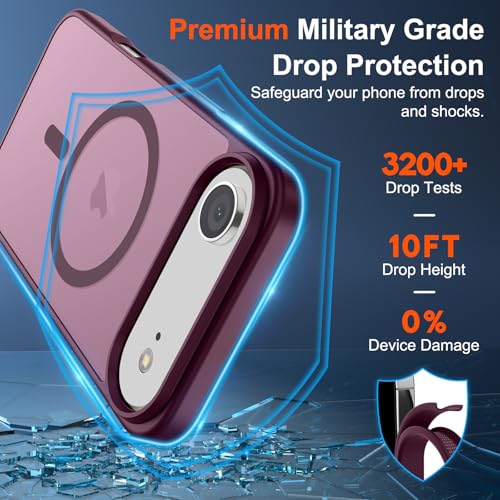 Image of SUPFINE Magnetic for iPhone Air Case (Compatible with MagSafe)(Military Grade Drop Protection) Slim Translucent Matte Shockproof with Anti-Fingerprint Phone Cover for 17 Air,Wine Red