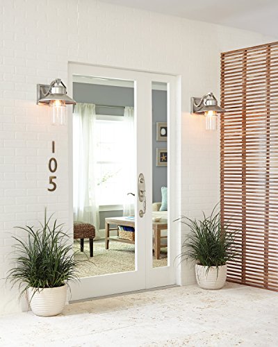 Feiss Ol13901Pbs Boynton Stonestrong Marine Grade Outdoor Patio Lighting Wall Lantern, Satin Nickel, 1-Light (11"W X 13"H) #TOP1