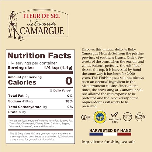Le Saunier De Camargue Fleur De Sel Sea Salt, 4.4-Ounce Canisters (Pack of 3)