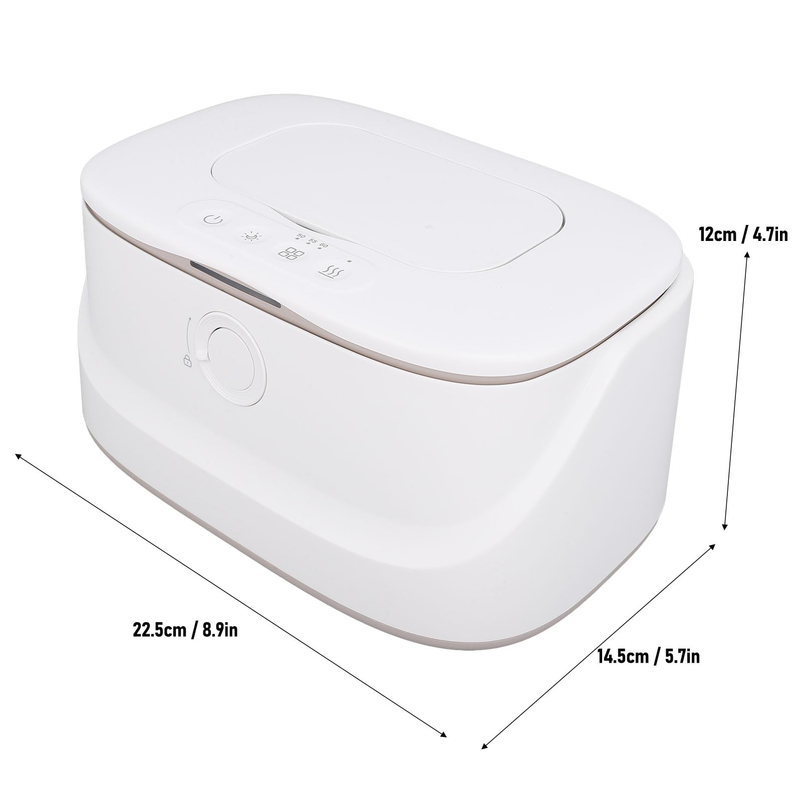 Réchauffeur de Lingettes pour bébé, Distributeur Chauffant de Lingettes Humides à Température Réglable de Grande capacité avec Veilleuse pour la sécurité et le Confort de bébé (WHITE)