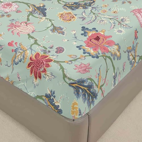 Surwin Spannbettlaken 200x200, Elegant Blumen Elastisch...