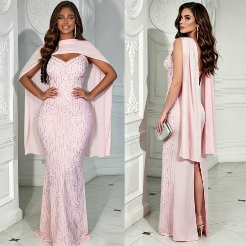 Image of PORRCEY Women's Sexy Elegant Rhinestone Bodycon Dress Hot Drilling Clubwear