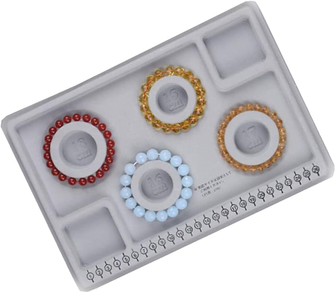 Beadsnfashion Bracelet Bead Design Board 20x29 cm Grey Flocked Beading Board for Jewellery Making, Necklace & Bracelet Layout Tray with Measuring Scale DIY Craft Tool