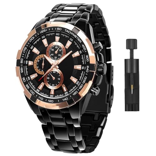 Relojes Hombre, Watch Curren Reloj Hombres de 3ATM Impermeable, Reloj Automático Hombre con Marcadores Luminosos, Reloj de Acero Inoxidable con Pulsera Ajustable, Reloj Analógico...