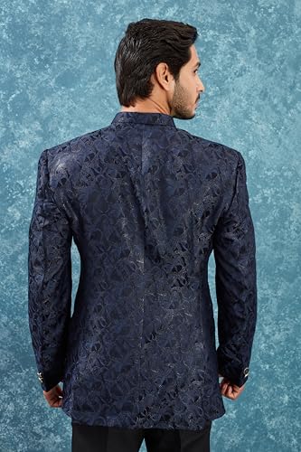 Men's Indian Ethnic Jacquard Silk Jodhpuri Casual Slim Fit Waist Coat Bandhgala Jacket2