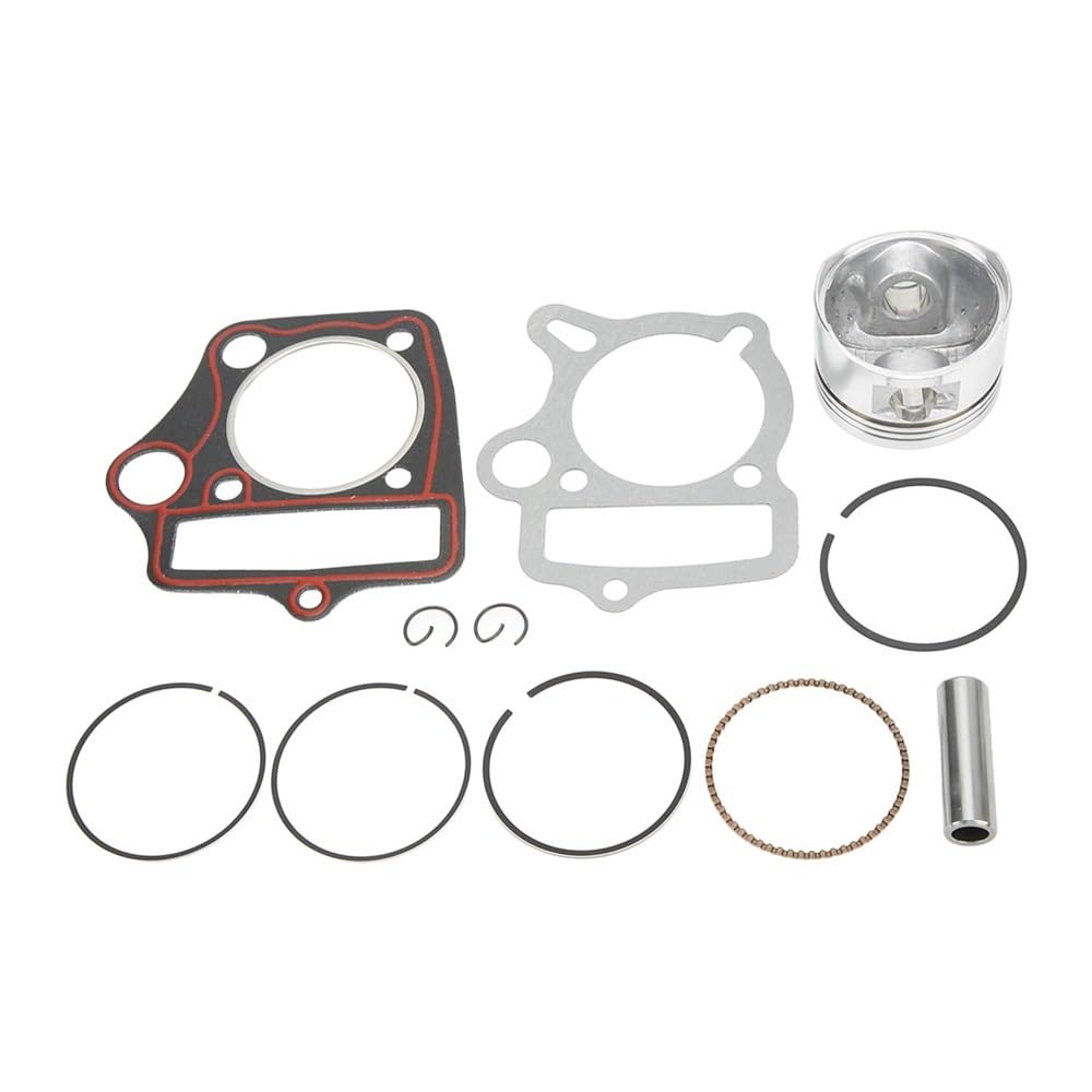 Zestaw pierścieni tłokowych do pił łańcuchowych, Pierścienie zabezpieczające tłoka Zestaw uszczelek 52,4 mm do kieszeni na gokart 110cc 125cc ATV motor terenowy Pit
