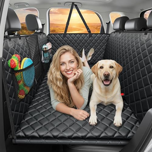 URPOWER 2026 Upgraded Back Seat Extender for Dogs - Large Hard Bottom Dog Car Seat Cover Holds 550lbs, Waterproof Dog Hammock Pet Bed with High-Density Foam Non-Slip Backseat Protector for Cars, SUVs
