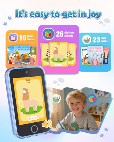 Image of Dylanto Kids Phone,3.5'' Touchscreen Phone for Kid Learning Play Dinosaur Toys for 3-9 Years Old Boys with Dual Camera,Video Players,Game,Christmas Birthday Gifts for Girls Boy Age 3 4 5 6 7 8 9 -Blue