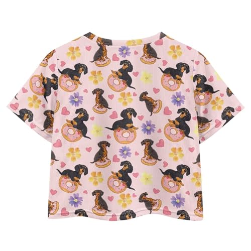 Image of Girls Crop Tees Crew Neck Casual Short Sleeve T Shirts Kids Loose Soft Comfortable Tees Blouses Shirt for Little Girl