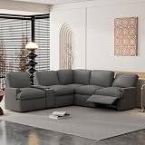 LUMISOL Power Recliner Corner Sofa with Storage Box, 104'' Sectional Couches with USB Ports, Cup Holders and Power Socket, Home Theater Reclining Sofa for Living Room Office Apartment, Dark Grey