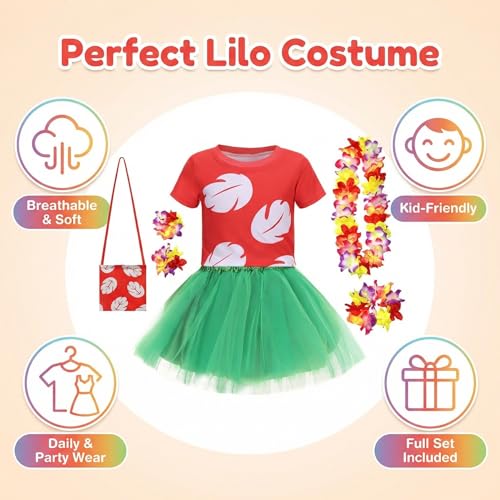 Disfraz hawaiano para niñas 3-8 años con lei floral miniatura 2