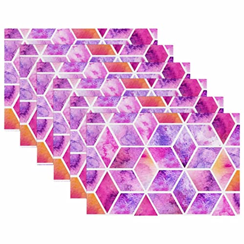 Sets de table géométriques roses 30x45 cm lot de 6 lavables pour repas - 6