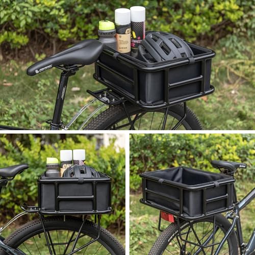 CXWXC Fahrradkorb Hinten mit Cargo Netz und Liner,Tragkraft bis zu 30 kg,Fahrradkorb für Fahrrad, E-Bike, Elektrofahrrad