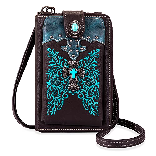 Image of Montana West Western Crossbody Phone Wallet for Women RFID Blocking Wallet Purse with Cash Slots & Zipper Pocket