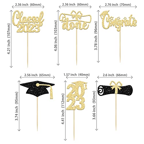 Graduation Cupcake Toppers 2023 Gold Glitter Class Of 2023 Cupcake Toppers Supplies 2023 Congrats Grad Cap Diploma Cupcake Picks For Graduation Party Decorations 2023 24Pcs #TOP1