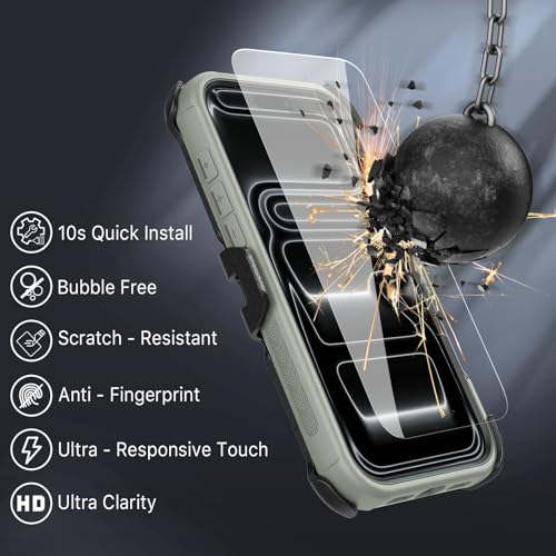 Image of M MYBAT PRO for iPhone 17 Pro Case with Belt Clip Holster,[Compatible with Magsafe] w /Screen Protector,Anti-Drop,Shockproof,w 360Rotating Kickstand,Heavy Duty Protection (Natural Titanium)