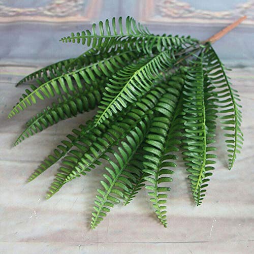 EdricShop 2PCS Plastic Artificial Fern Foliage Bush Plants Indoor Outdoor Decor