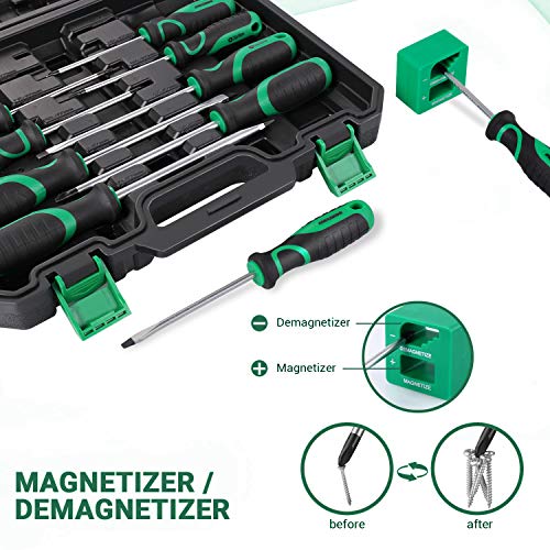 27PCS Magnetic Screwdriver Set with Magnetizer and Demagnetizer, METAKOO Screwdriver Set, Including Slotted/Phillips/Torx Precision Screwdriver and Case, Repair Tool Kit - MSS01H