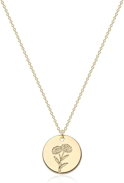 Personalized Birth Flower Necklace - 18K Gold Plated Dainty Choker