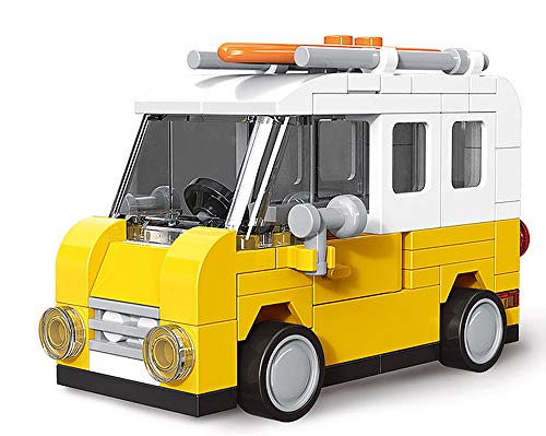 4 x Bausteine Auto mit Friktionsantrieb, A-Team Van, Food Truck, Krankenwagen, Lieferwagen, Konstruktionsspielzeug 407… – Bild 5