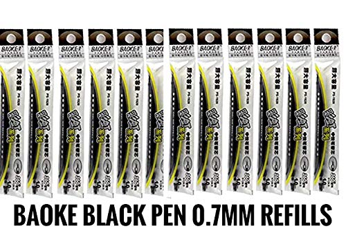 Definite Baoke Gel Refills High Capacity 12 Refills (Black, 0.7 MM)