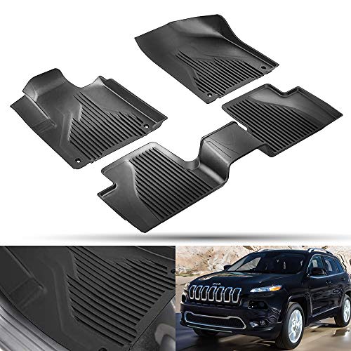 BRYGHT Front & Rear Floor Mat Compatible with 2014-2018 Jeep Cherokee 2 Row Custom Fit Foot Pad All Weather Protection Automotive Mat Liner Set (Not for Jeep Grand Cherokee)
