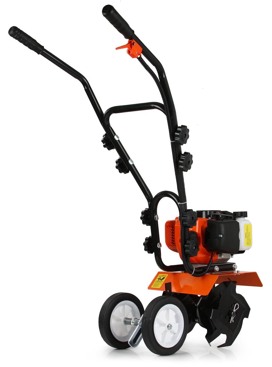Motoazada motocultadora 52 cc 1,9 CV motor a gasolina y aceite 2 tiempos de explosión área de trabajo 30 cm zapata