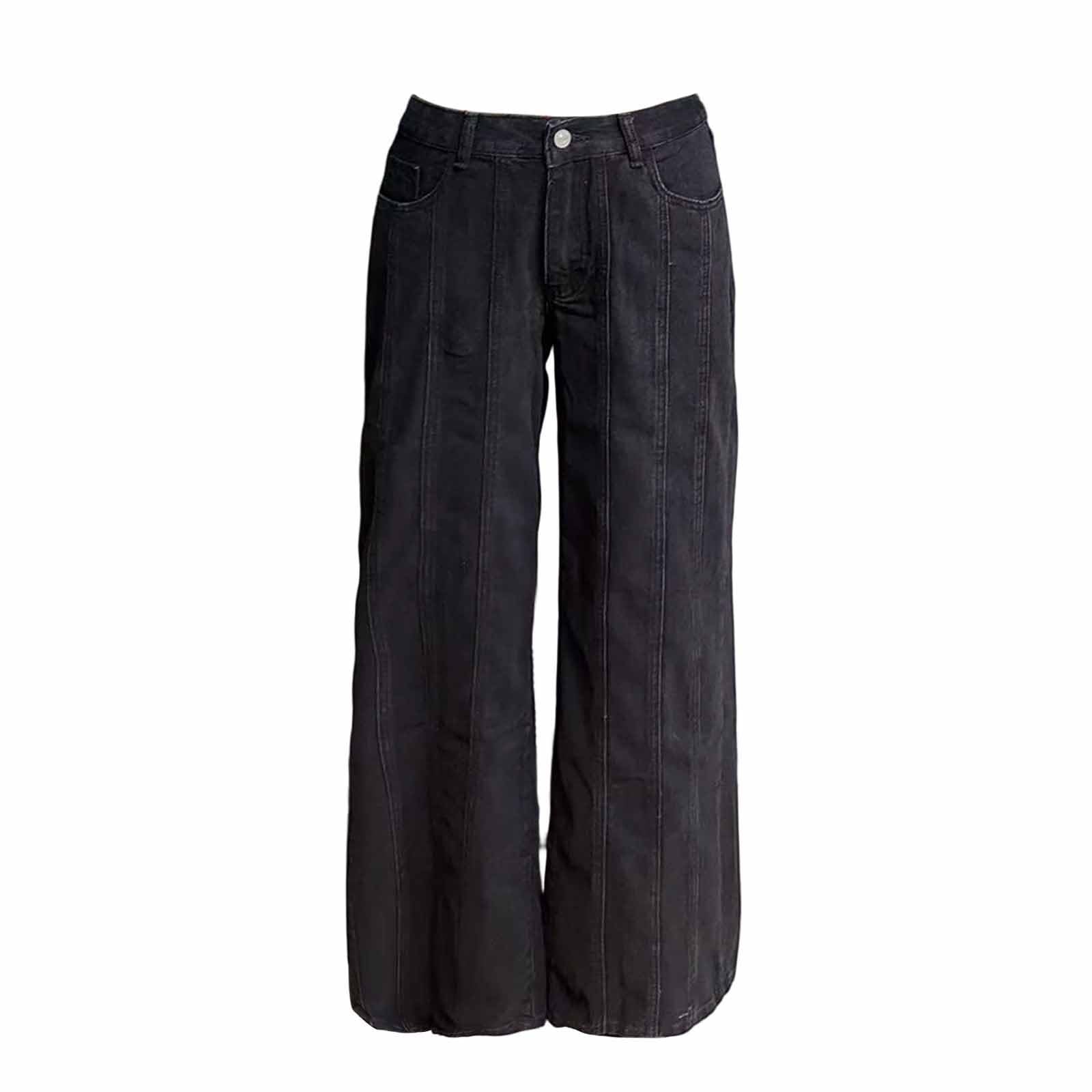 Jeans da donna Baggy, elasticizzati, stile cargo, boyfriend, per il tempo libero, con elastico, vintage, streetwear, pantaloni da jogging dritti, tinta unita, vintage, per adolescenti