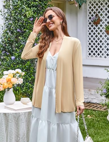 Image of Newchoice Womens Casual Lightweight Long Sleeve Cardigan Soft Drape Open Front Fall Dusters (S-3XL)