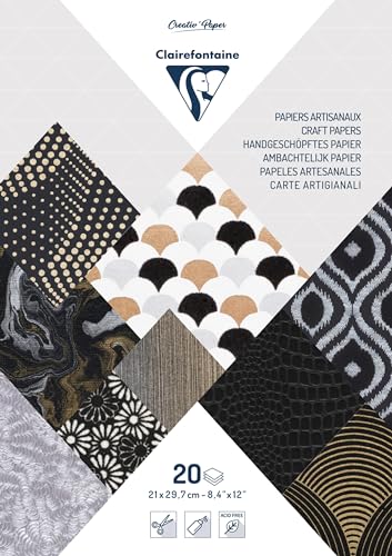 Papier artisanal noir métallisé Clairefontaine A4 pour loisirs créatifs