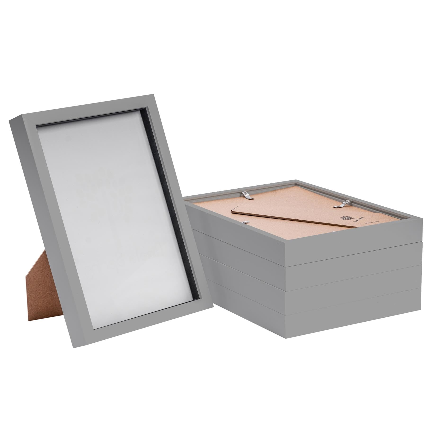 Nicola Spring 3D Shadow Box Photo Frames - 8x12 (20x30cm) - Pack of 5 - Grey 3D Photo Frame Box A4 Picture Frame Box Portrait Display Case for Crafts, Keepsakes, Wedding, Graduation