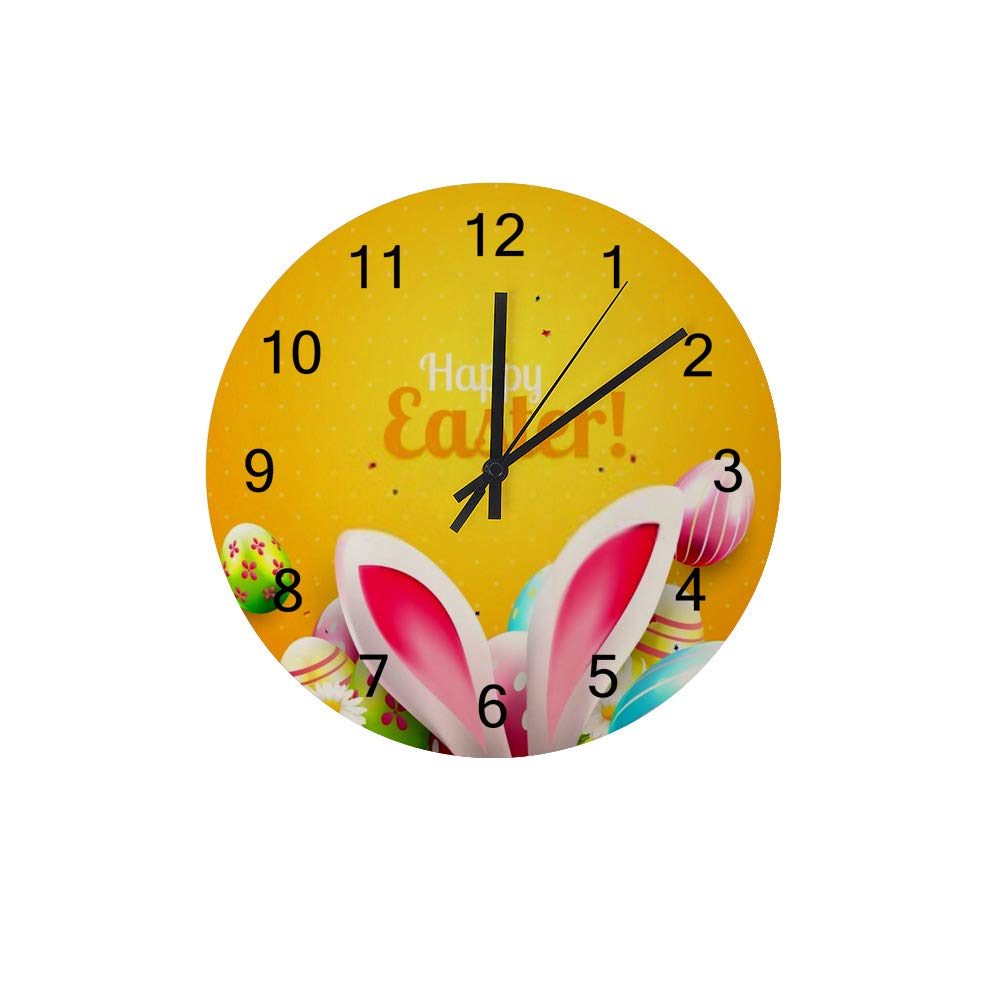 Horloge murale en bois jaune œuf rond silencieux accessoires maison
