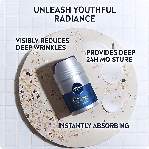NIVEA MEN Anti-Age Hyaluron SPF15 Moisturising Cream (50ml), Anti-Wrinkle Face Cream with Hyaluronic Acid and Pro-Retinol, Visibly Reduces Deep Wrinkles and Firms Skin - Image 3